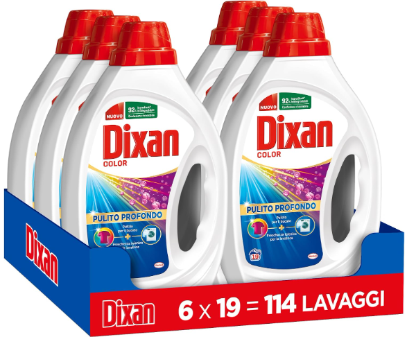 DIXAN LIQUIDO COLOR DETERSIVO LAVATRICE 6 CONFEZIONI DA 19 LAVAGGI
